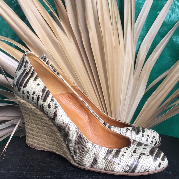 Lanvin leather lizard wedges size 8 - Picture 4 of 4